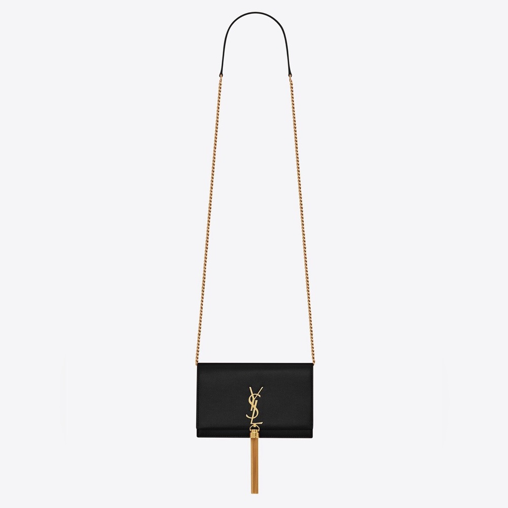 YSL KATE CHAIN WALLET IN GRAIN DE POUDRE LEATHER